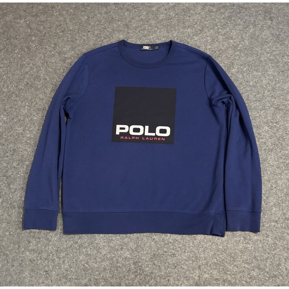Polo Ralph Lauren Sweatshirt Men's Large Navy Spellout Crewneck